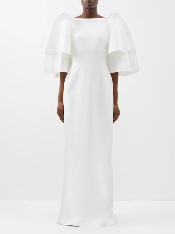 Akilah Tiered-sleeve Back-slit Gown