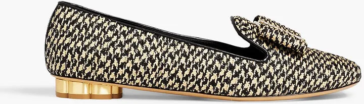 Sarno bow-embellished raffia loafers