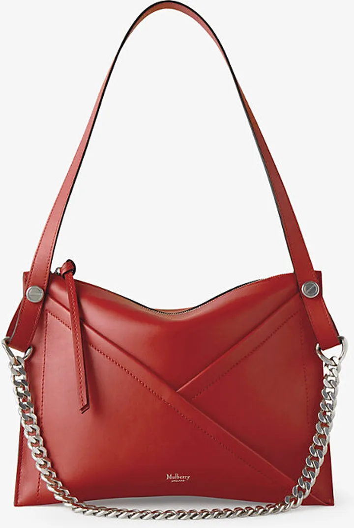 Womens Lancaster Red M Brand-foiled Leather Shoulder bag