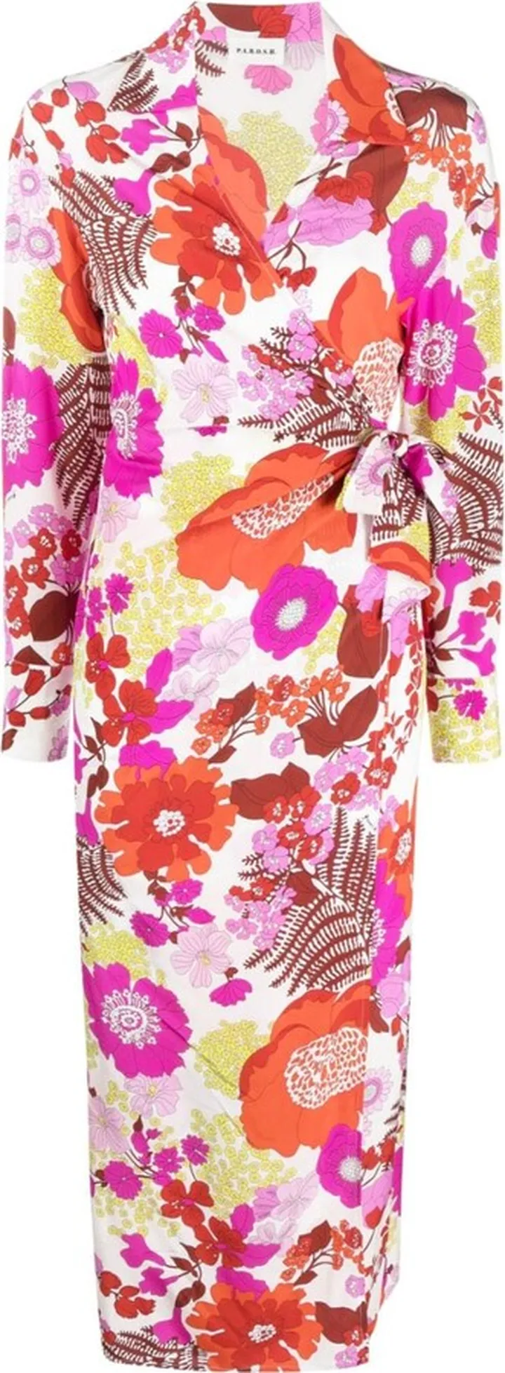 Floral-Print Wrap Midi Dress