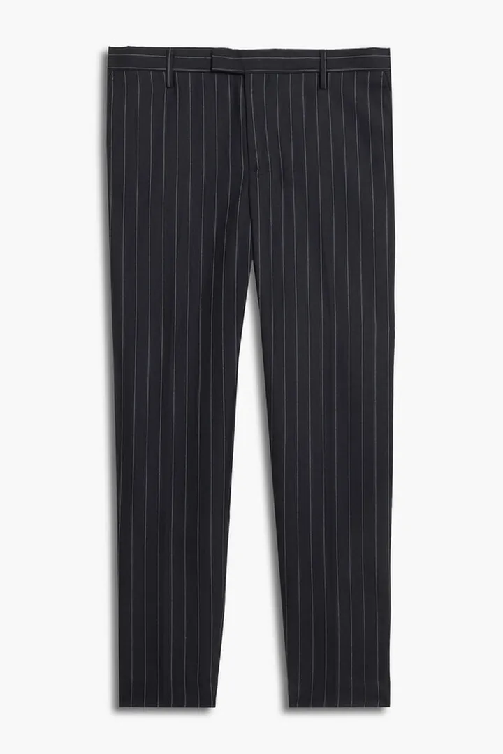 Slim-fit pinstriped wool-twill pants