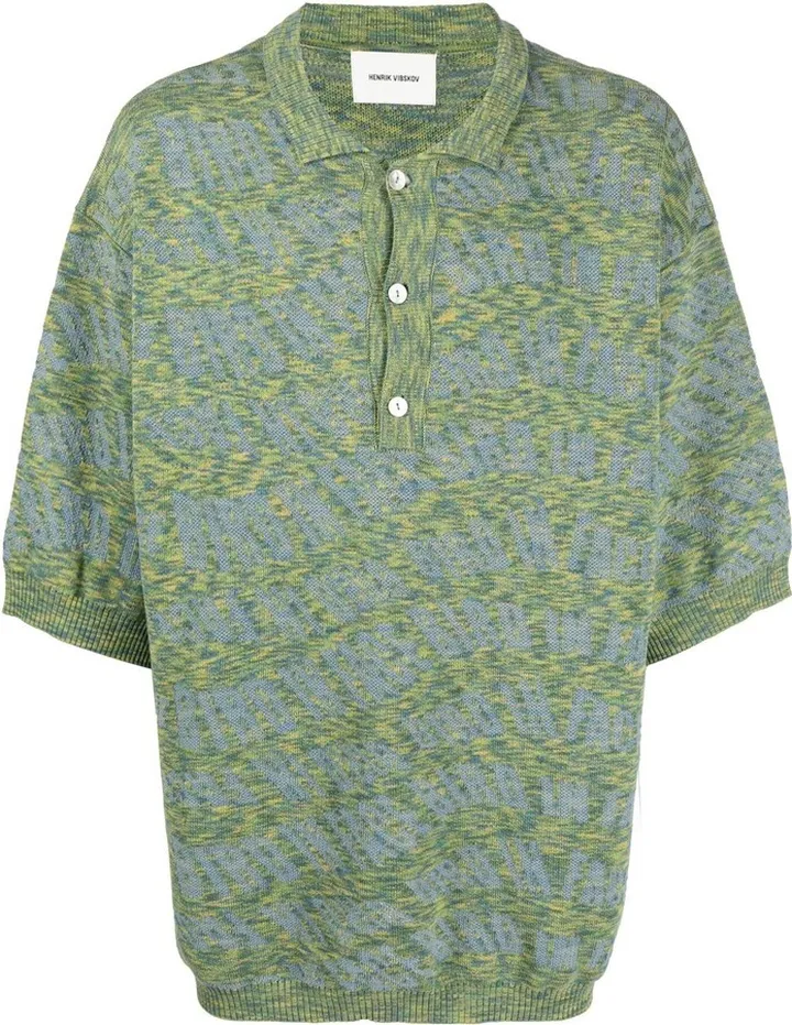 Patterned Short-Sleeved Polo Shirt