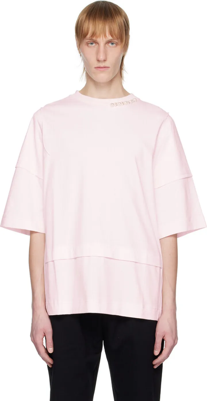 Simone Rocha Pink Beaded T-Shirt