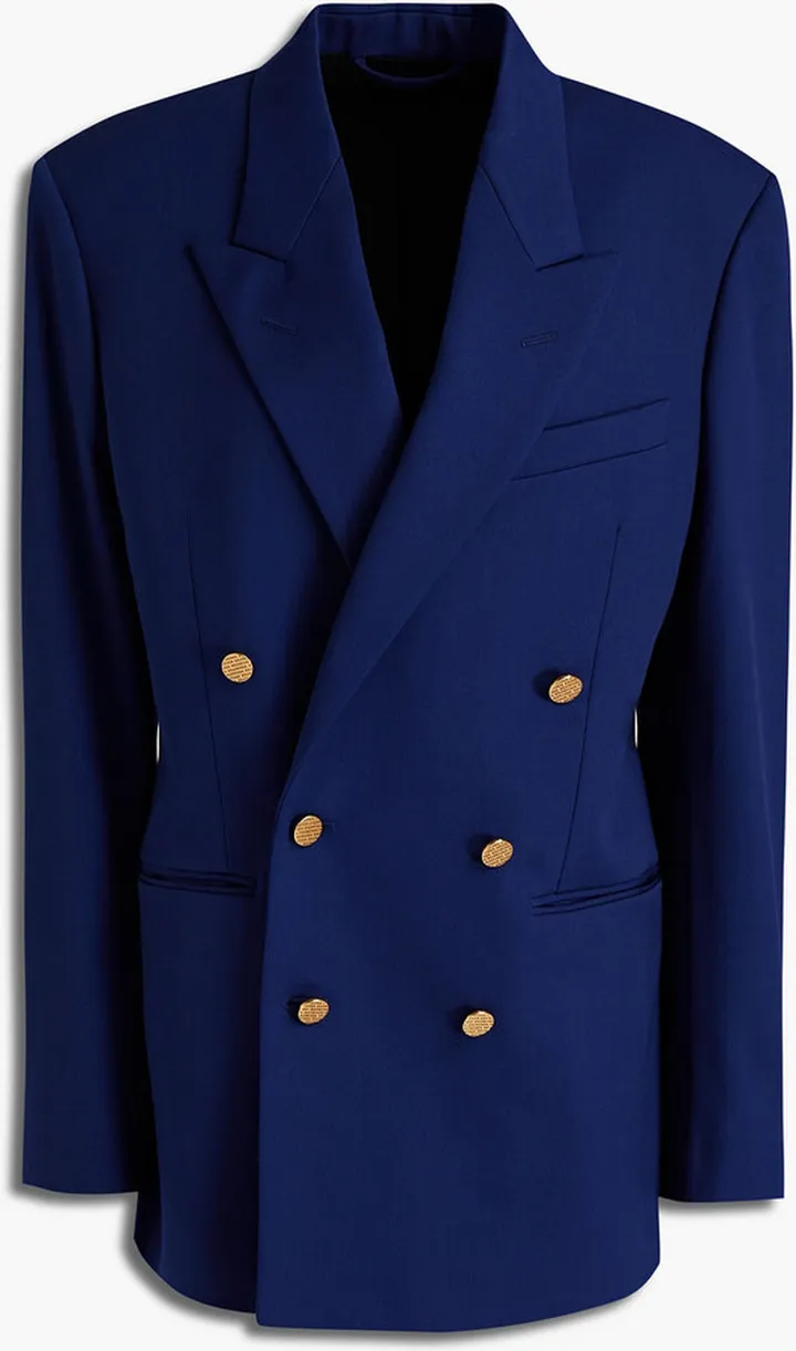 Double-breasted wool-blend twill blazer