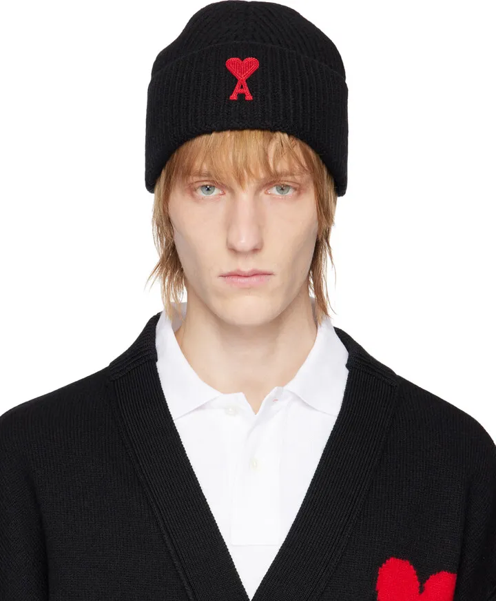 AMI Alexandre Mattiussi Black Ami de Cœur Beanie