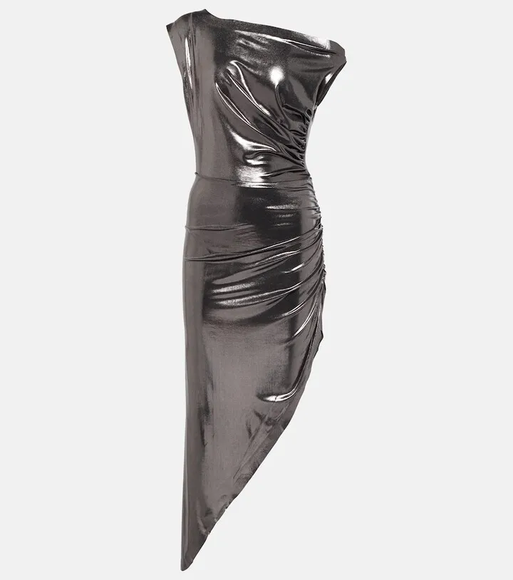Asymmetric ruched gown