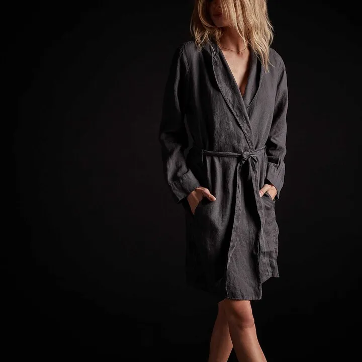 Linen Hooded Robe