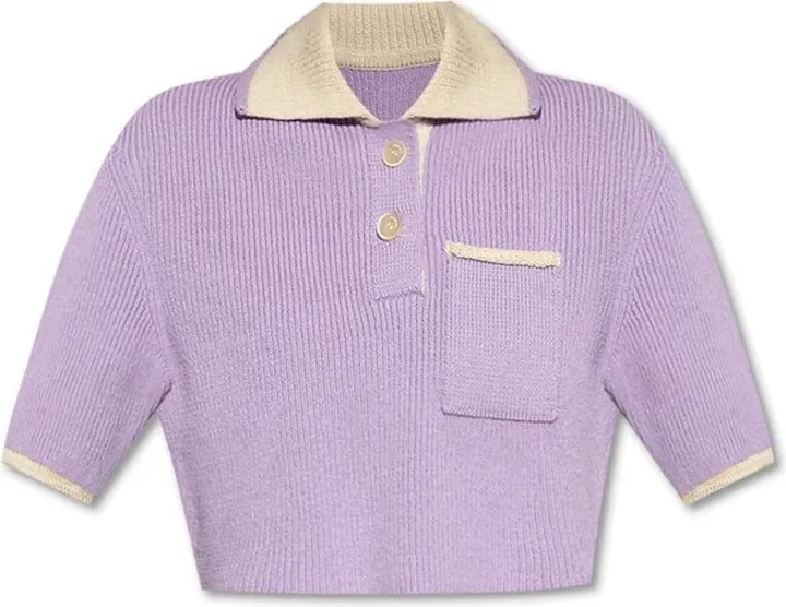 Jacquemus Arco Cropped Knitted Polo Shirt