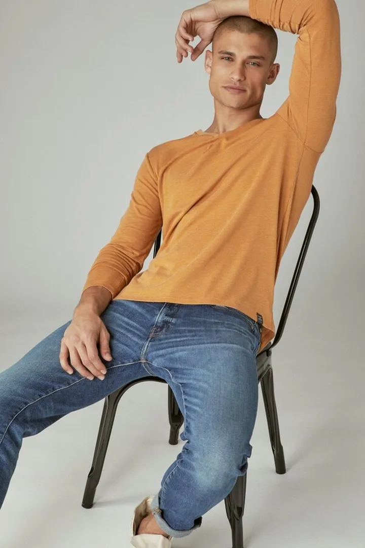 Venice Burnout V-Neck Long Sleeve Tee