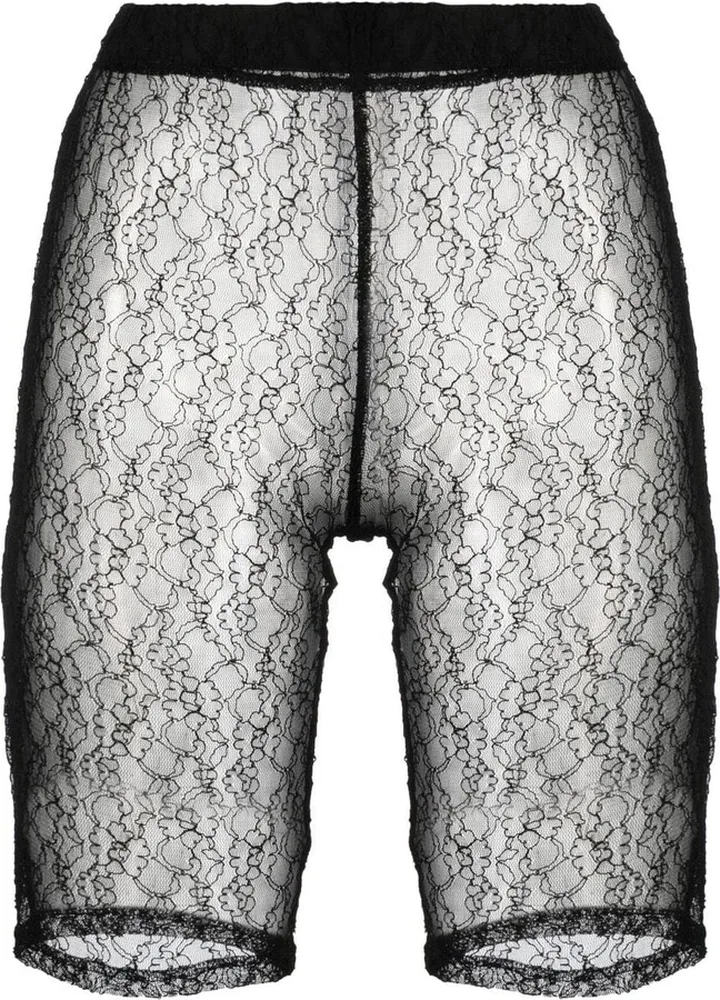 Lace-Detail High-Waisted Shorts