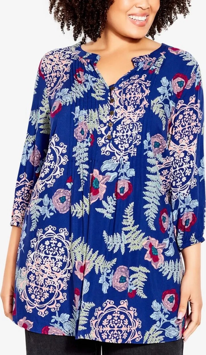 Avenue Plus Size Kera Pintuck Tunic