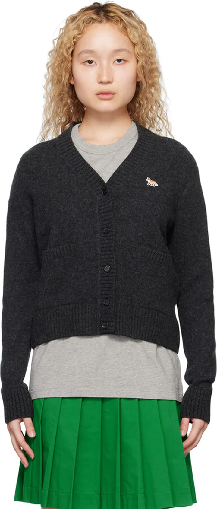 Maison Kitsuné Gray Baby Fox Cardigan