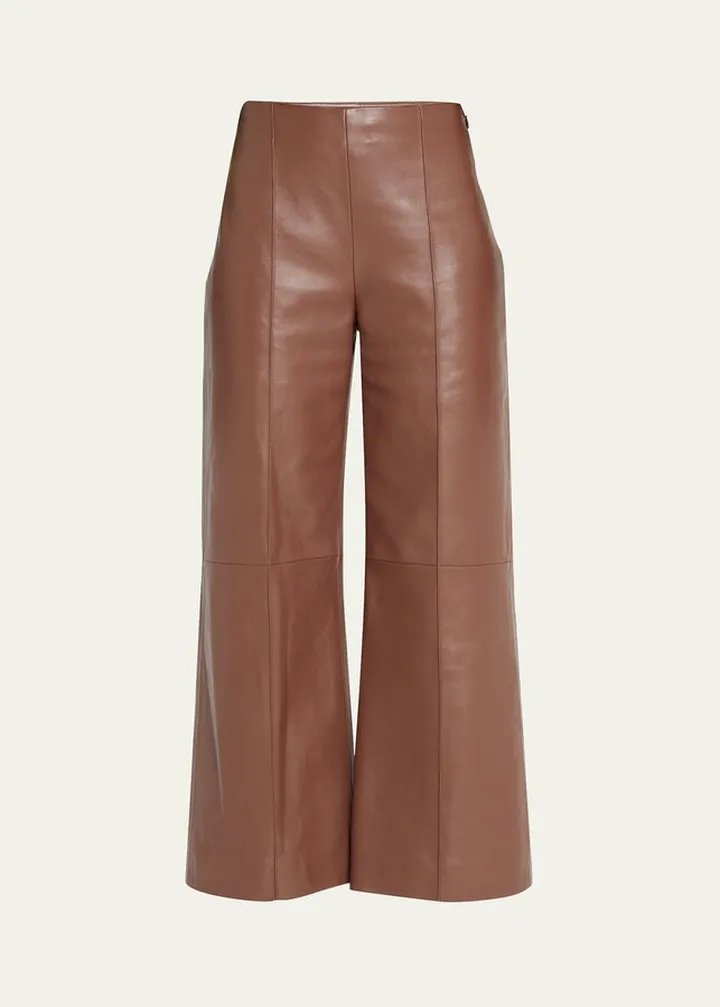 Leather Wide-Leg Crop Pants