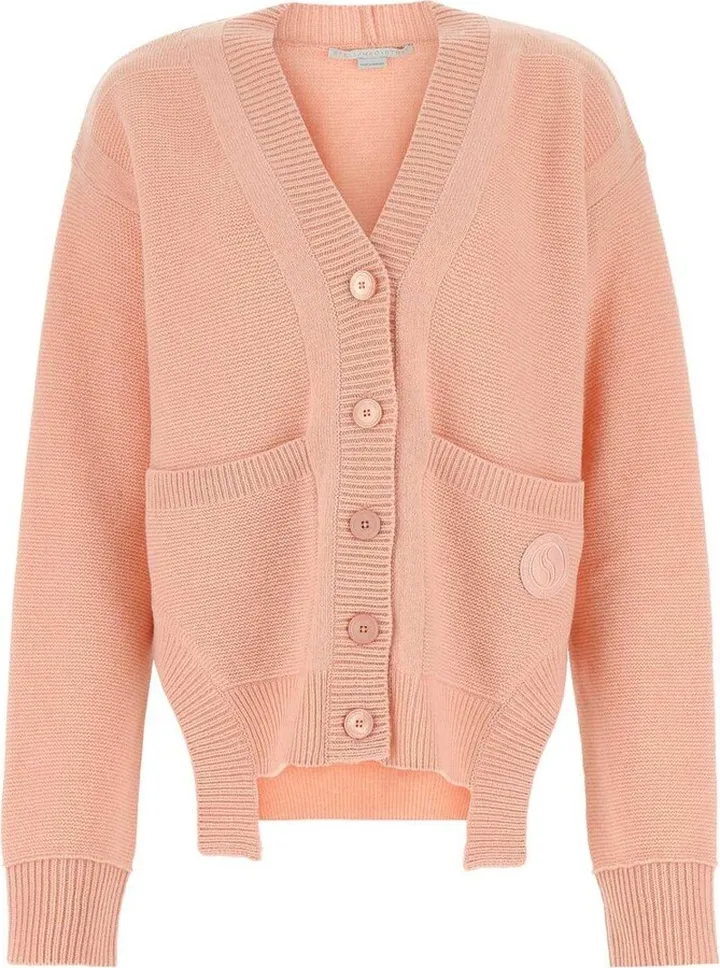 Asymmetric V-neck Buttoned Cardigan