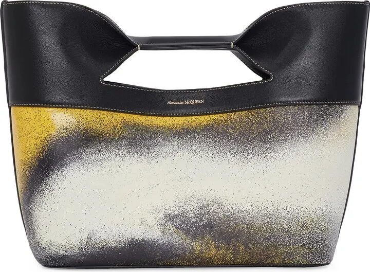 The Small Bow Painted Figure Leather Tote
