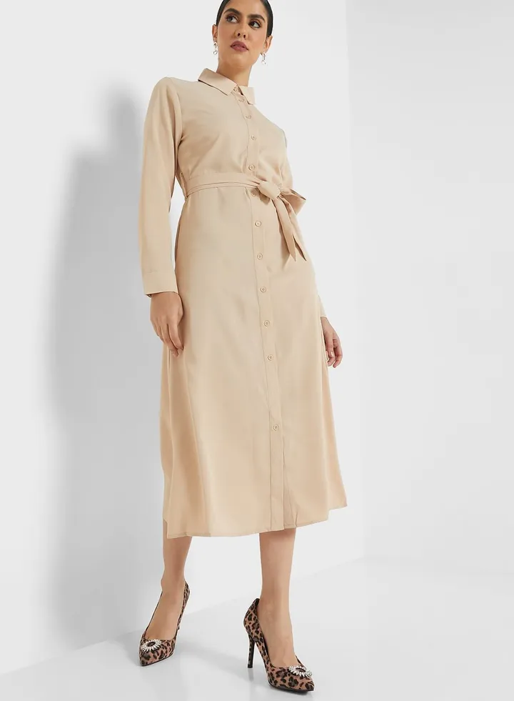 Self Tie Shirt Dress