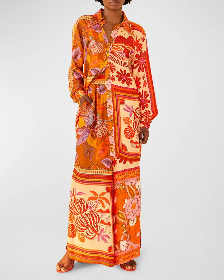 Forest Mixed Scarves Chemise Shirt