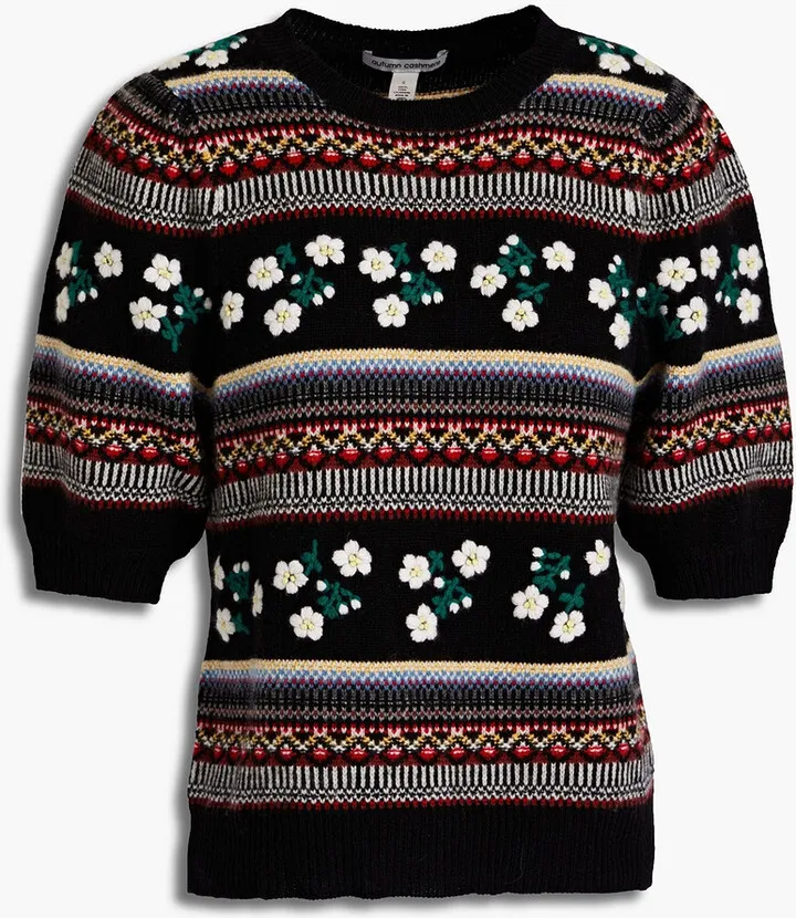 Embroidered Fair Isle cashmere sweater