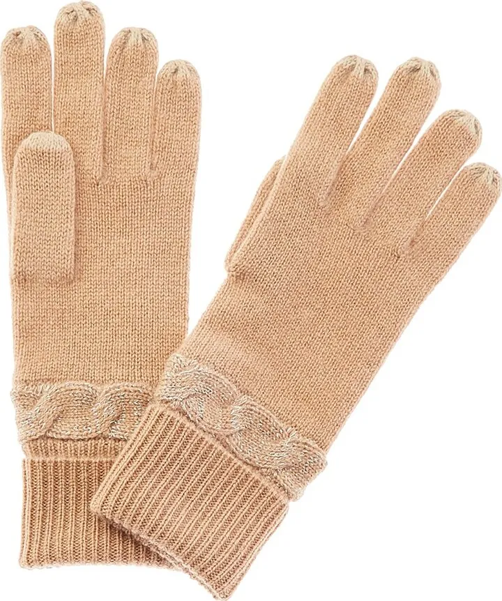 Qi Cashmere Shimmer Cable Cashmere Gloves
