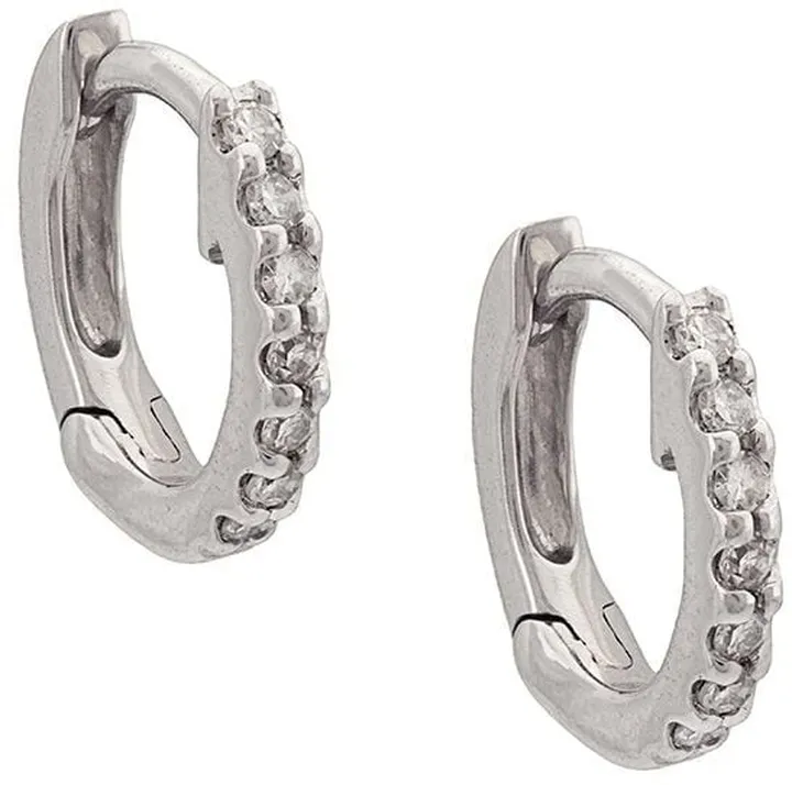 14kt White Gold Diamond Huggies