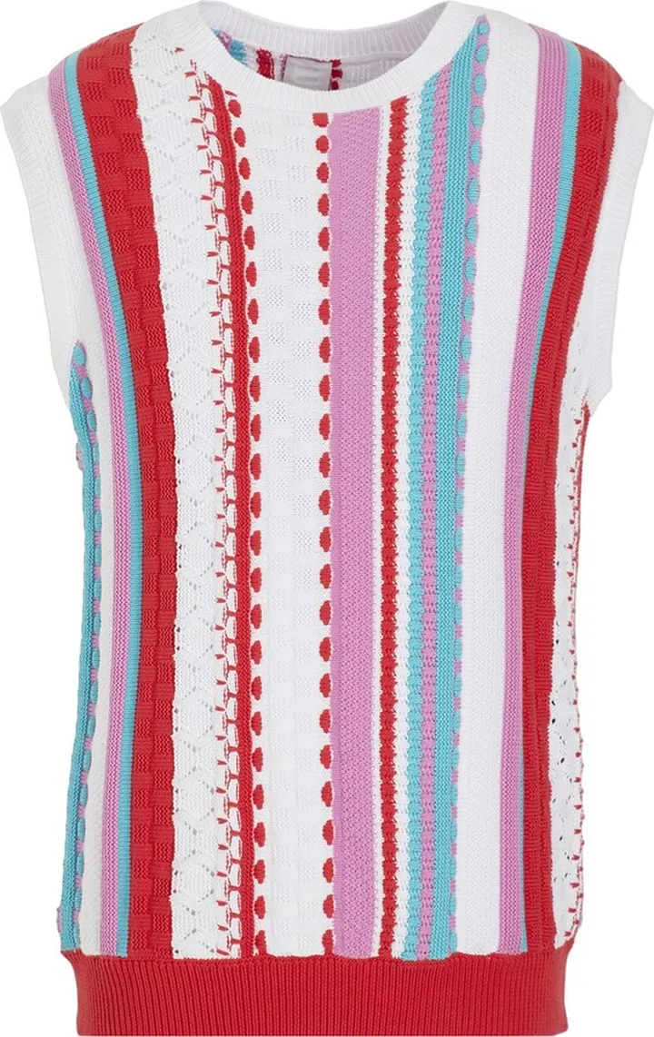 Organic Cotton Textured Knit Vest Sweater White