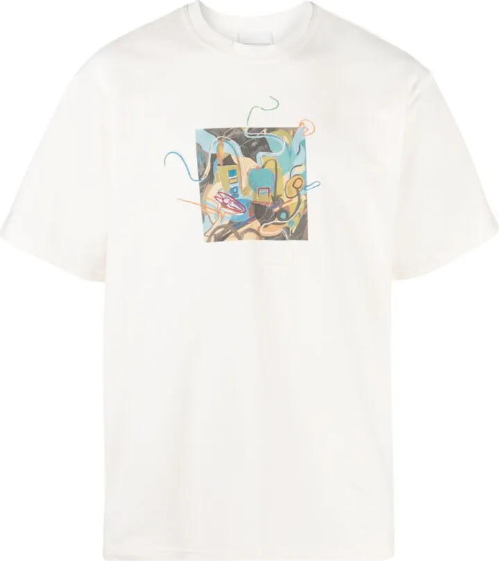 White Sociale Embroidered Organic Cotton T-Shirt