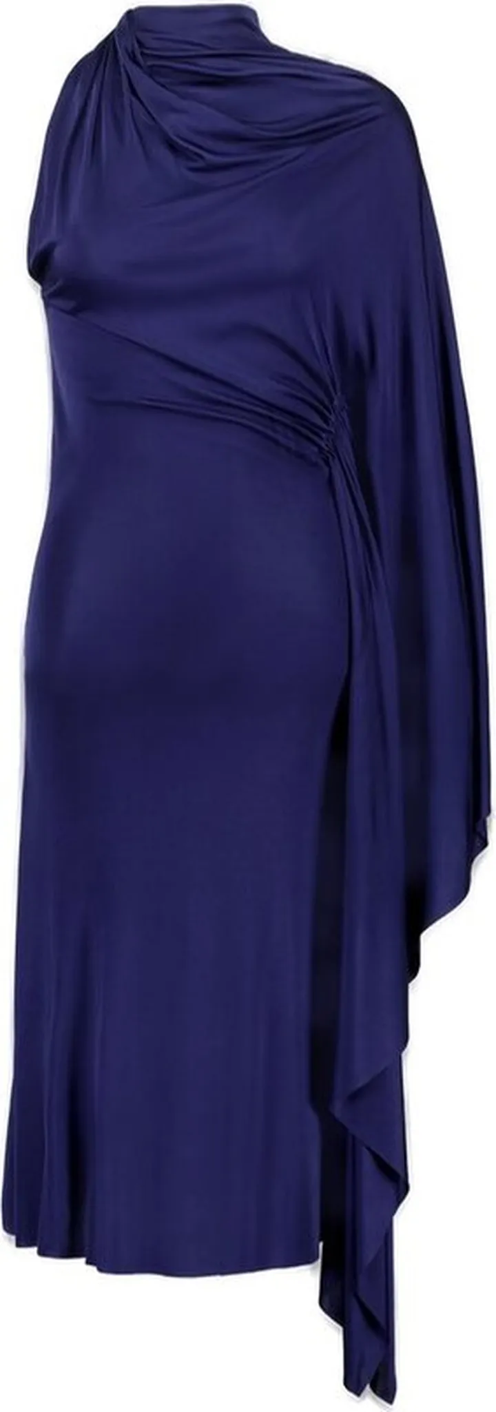 Atlein Asymmetric Draped Satin Midi Dress
