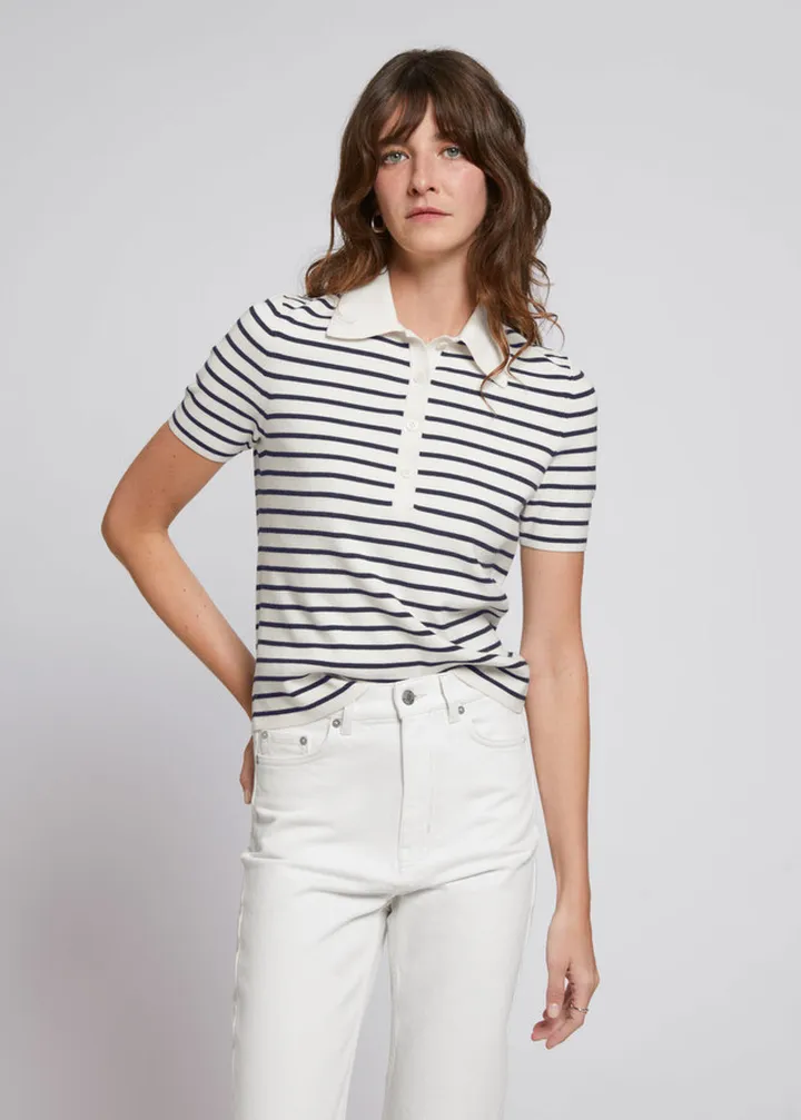 Fitted Nautical Striped Polo Shirt