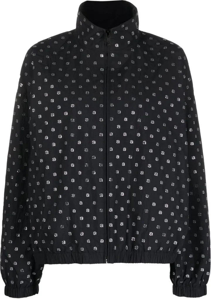 Black All-Over Logo Print Bomber Jacket