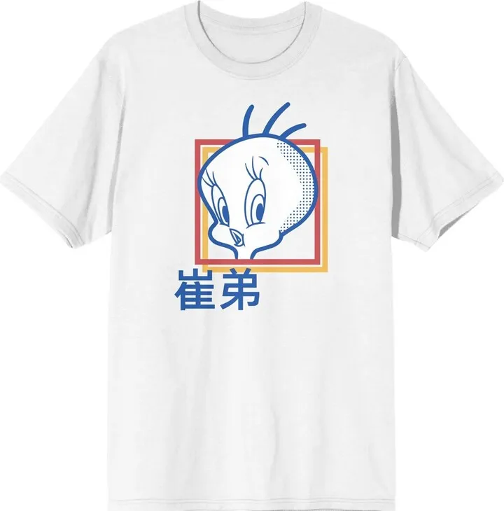 Tweetie Bird Looney Tunes Cartoon Character Men's White Graphic Tee Shirt-S