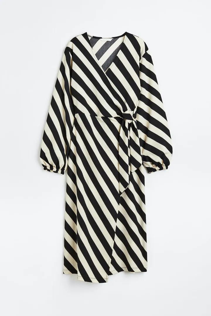 Balloon-sleeved Wrap Dress