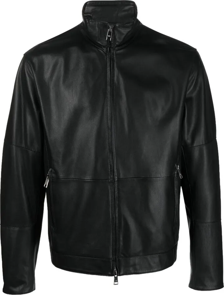 Stand-Up Collar Leather Jacket