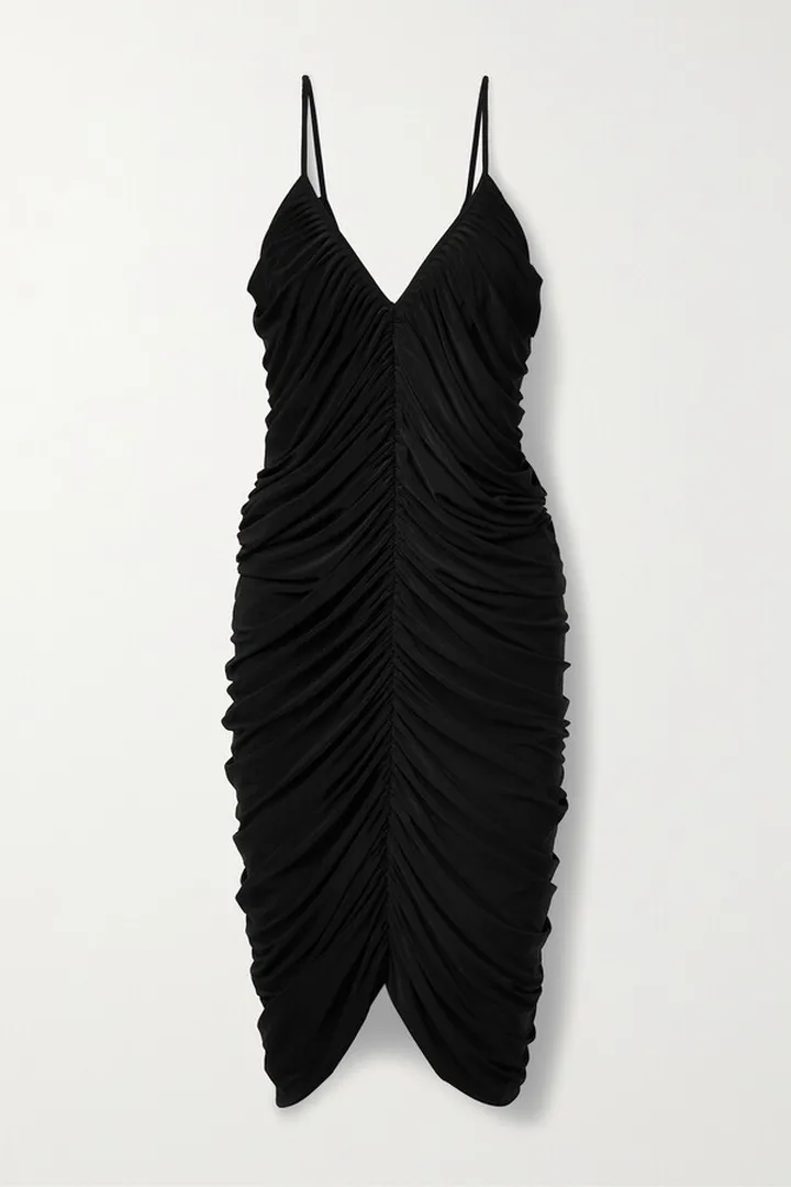 Norma Kamali - Diana Ruched Stretch-jersey Midi Dress - Black