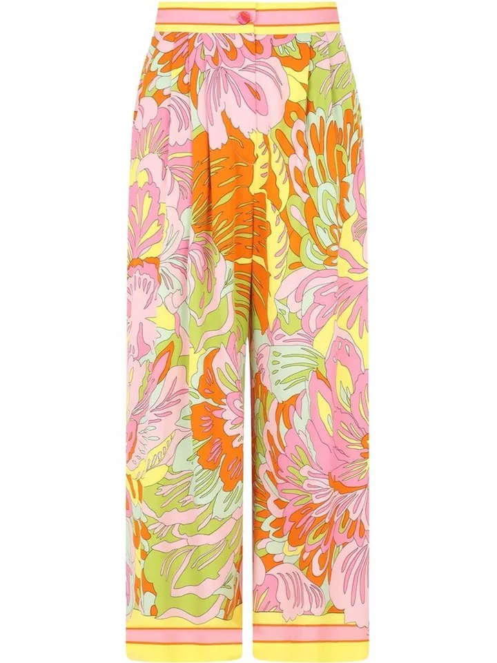 Floral-Print Silk Culottes