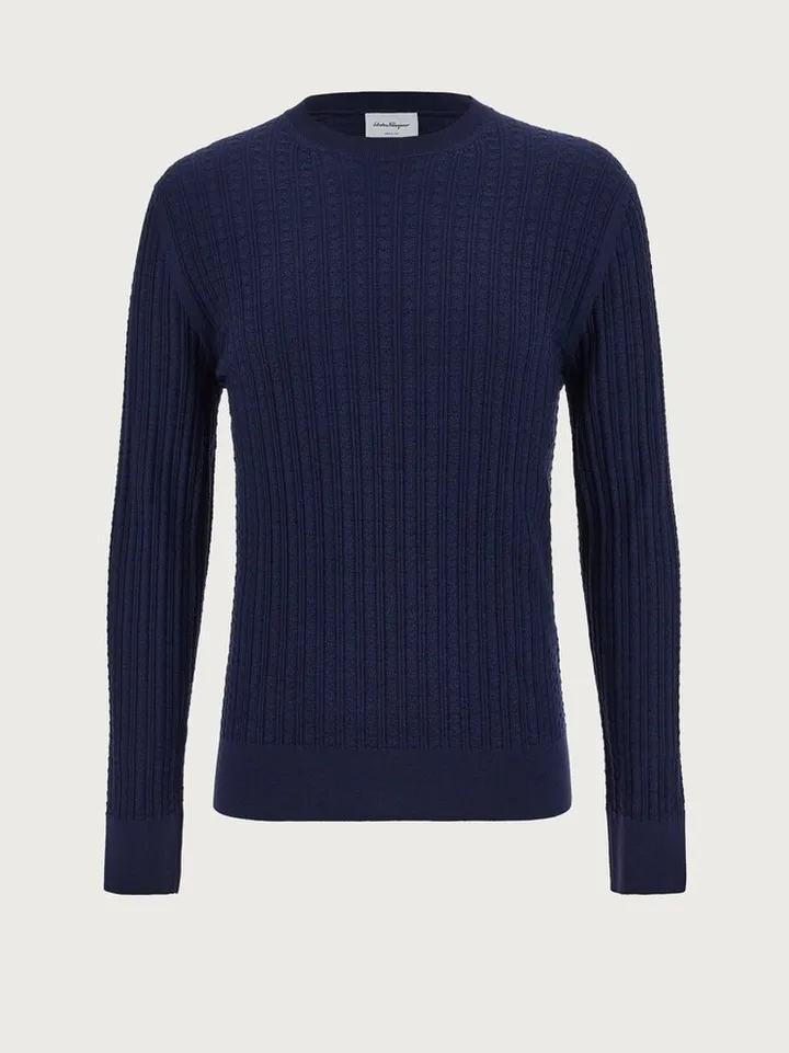 Ferragamo Men Gancini jacquard sweater Blue