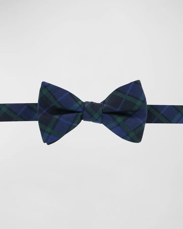 Men's Adjustable Pre-Tied Plaid Bow Tie