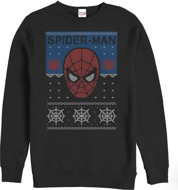 Men's Marvel Ugly Christmas Spider-Man Web Sweatshirt - Black - 2X Large