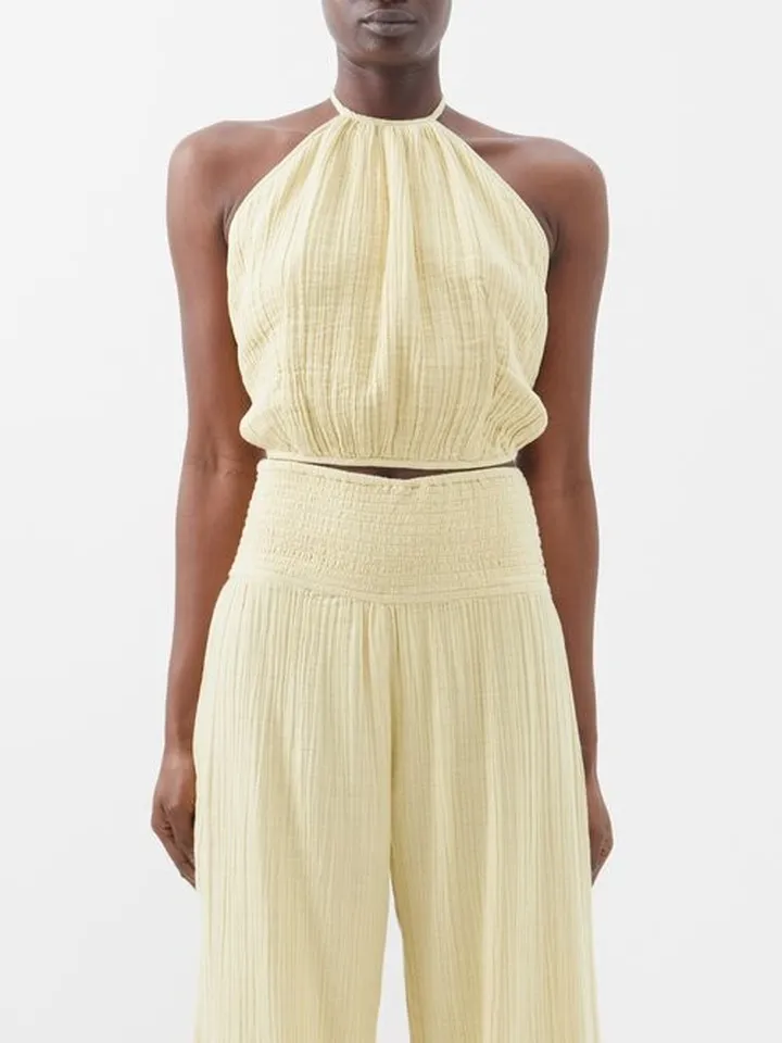 Anjali Organic Cotton-gauze Halter Top