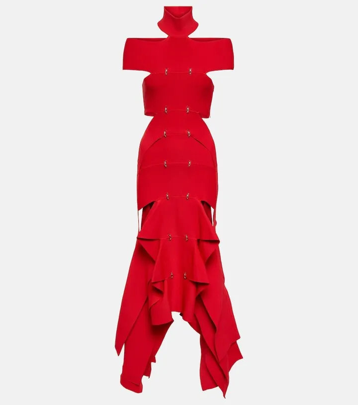 Cutout off-shoulder gown