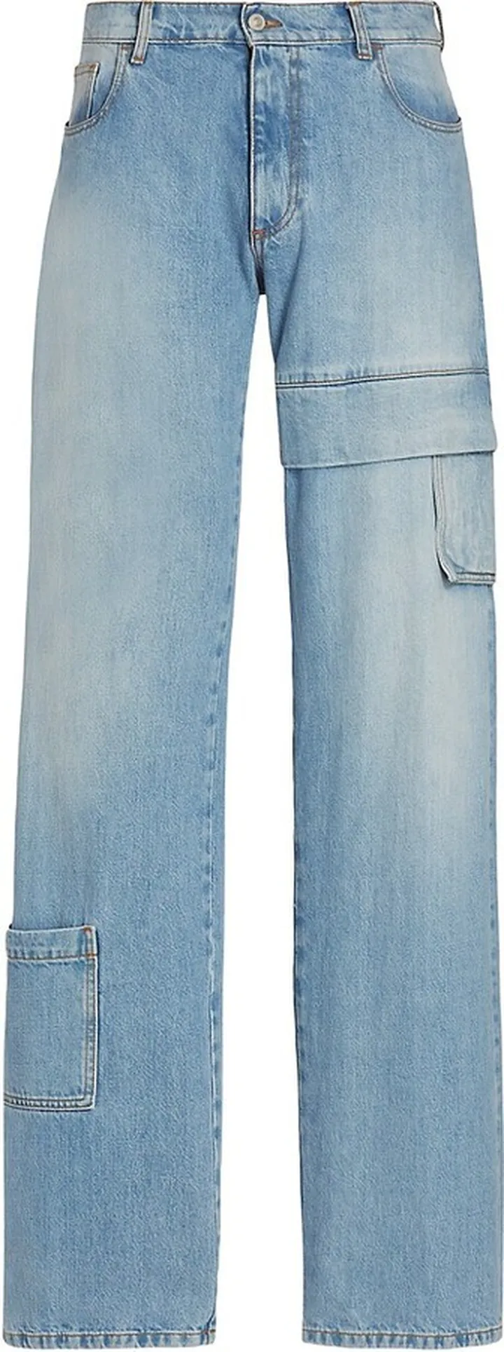 Denim Tapered Cargo Jeans