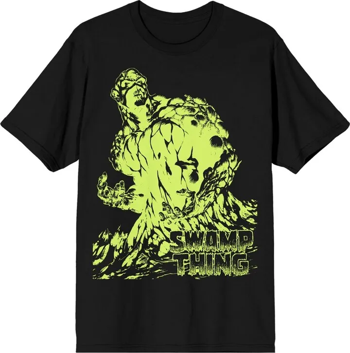 The Justice League Negative Color Swamp Thing Men’s Black Graphic Tee-S