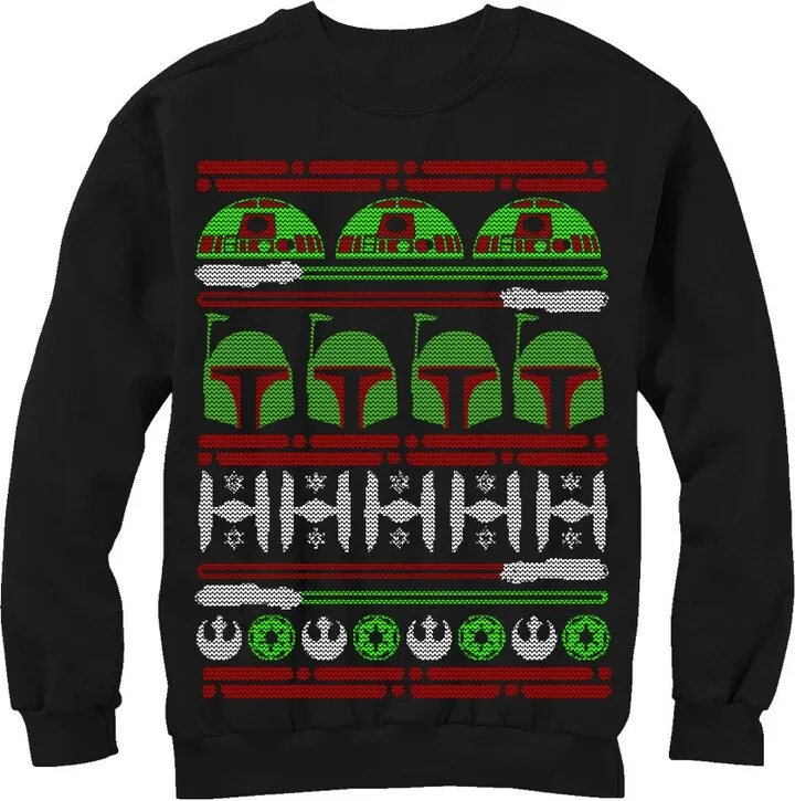 Men's Star Wars Ugly Christmas Boba Fett Sweatshirt - Black - Small
