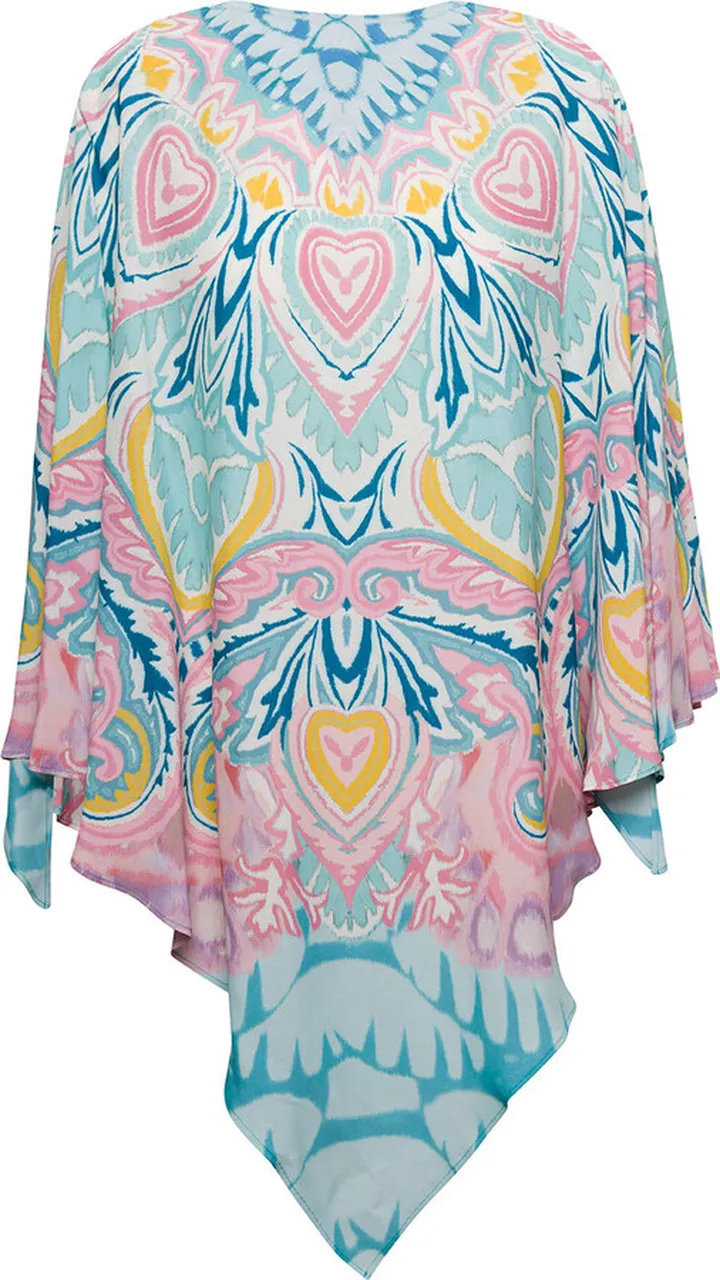Multicolor Cape With Bat Sleeves And All-over Paisley Print In Viscosa Woman