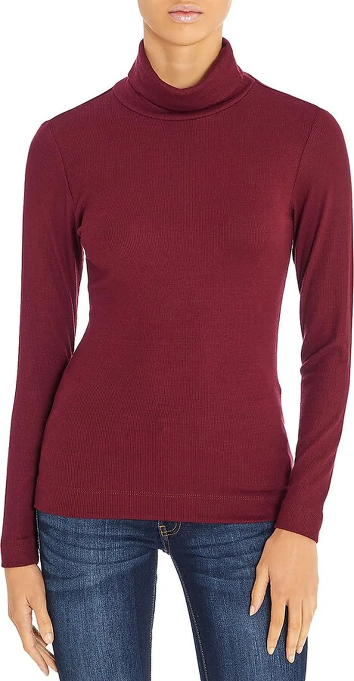 Womens Jersey Ribbed Turtleneck Top