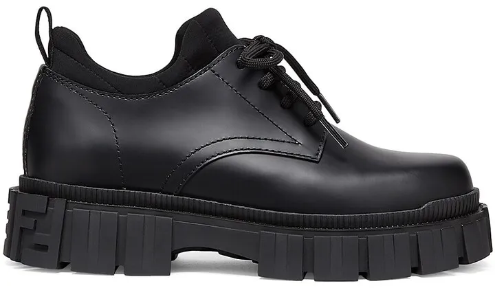FF Logo Lug-Sole Leather Oxfords