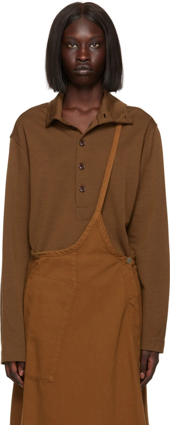 LEMAIRE Brown Convertible Polo