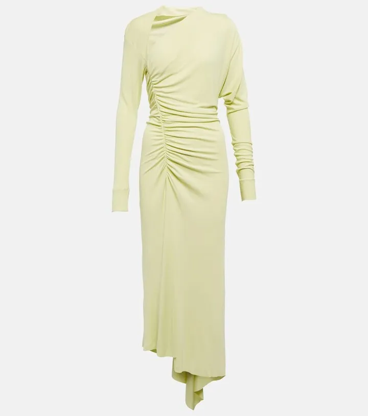 Asymmetric jersey midi dress