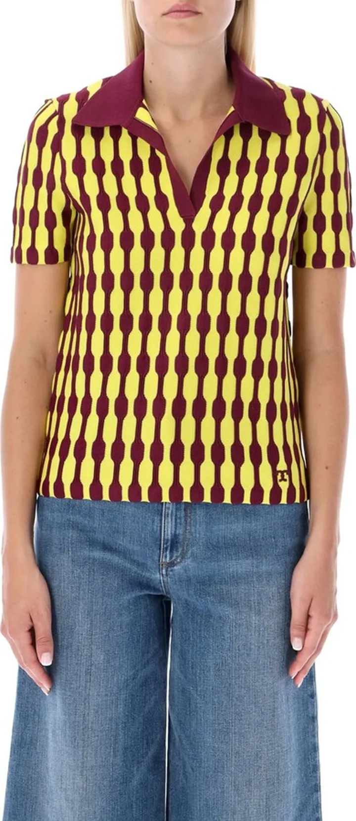 Bubble Stripe Knit Polo Shirt