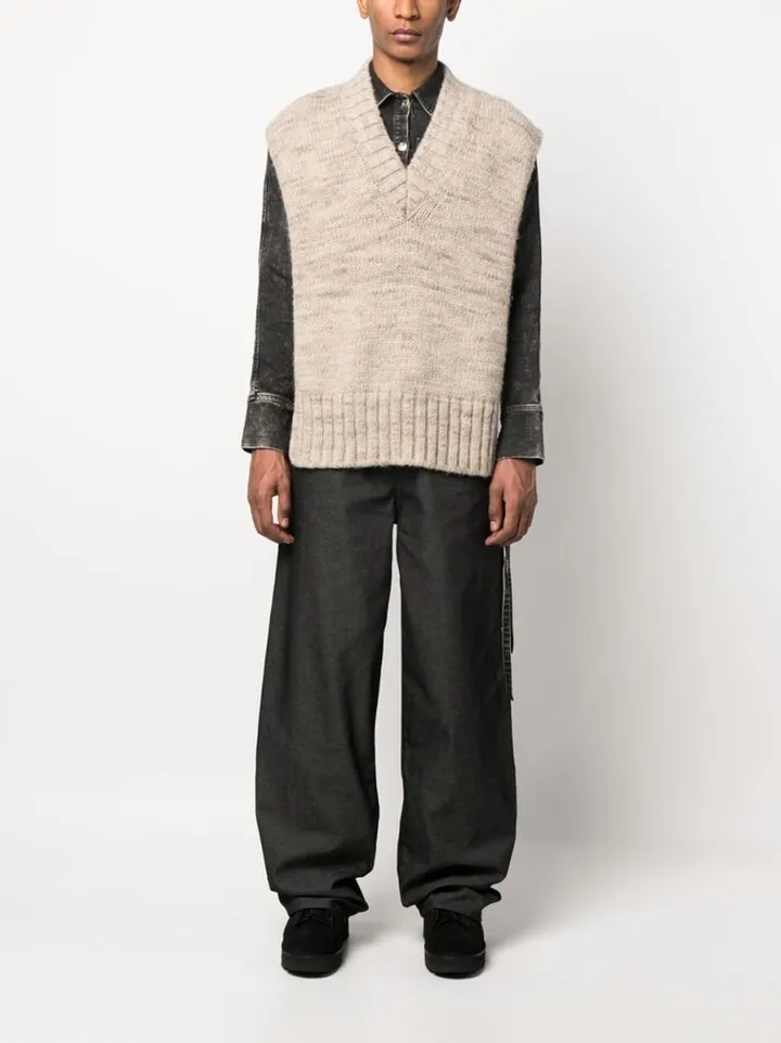 Wide-Leg Cotton-Blend Trousers