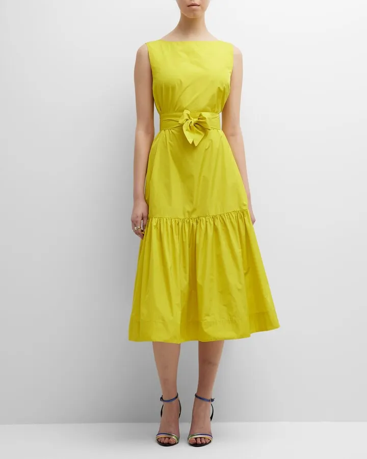 Elke Sleeveless Flounce Midi Dress